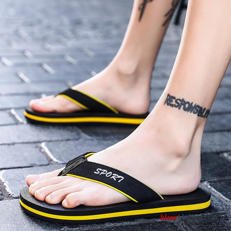 Heren Flip Flops Trend Antislip Mannen Pantoffels Zomer Sandaal Bovenkleding Persoonlijk Zwart