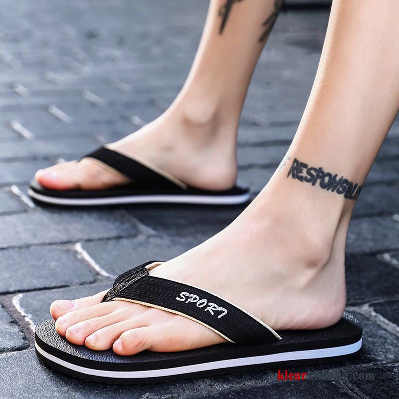 Heren Flip Flops Trend Antislip Mannen Pantoffels Zomer Sandaal Bovenkleding Persoonlijk Zwart