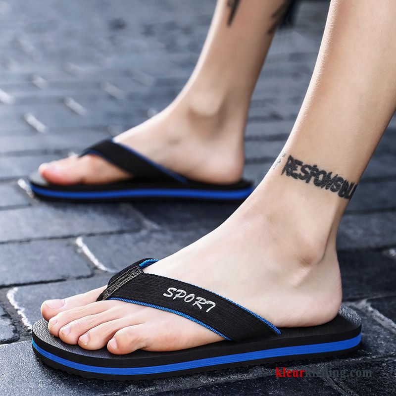 Heren Flip Flops Trend Antislip Mannen Pantoffels Zomer Sandaal Bovenkleding Persoonlijk Zwart
