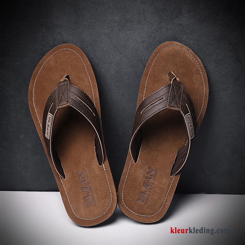 Heren Flip Flops Trend Outdoor Slipper Pantoffels Bovenkleding Strand Alle Wedstrijden Zachte Zolen Grijs