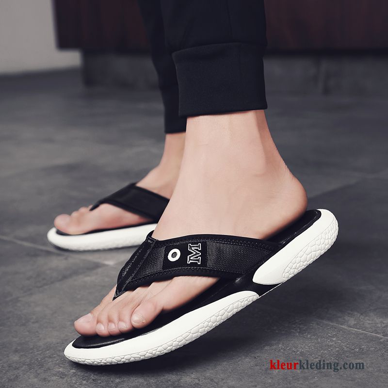 Heren Flip Flops Trend Pantoffels Slipper Mode Strand Persoonlijk Bovenkleding Mannen Zwart