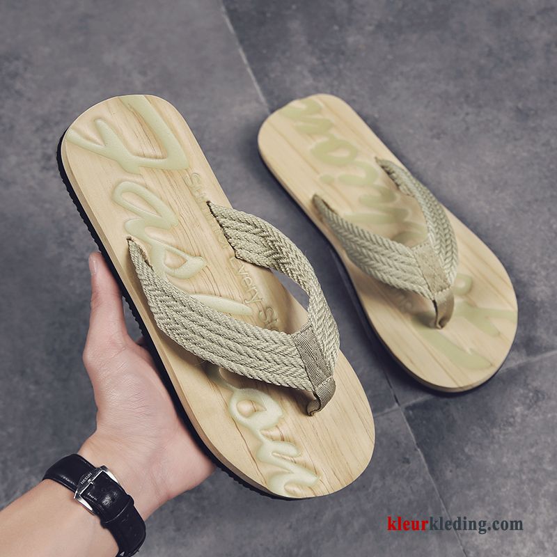 Heren Flip Flops Trend Zomer Strand Slipper Student Schoenen Pantoffels Mannen Kaki