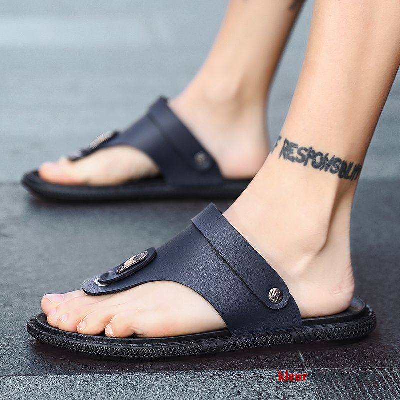 Heren Flip Flops Zachte Zolen Mode Trend Antislip Leer Sandaal Zomer Casual Wit