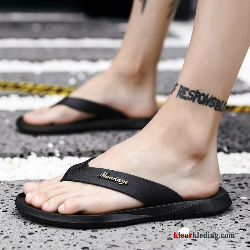 Heren Flip Flops Zomer Bovenkleding Schoenen Outdoor Slipper Mannen Strand Trend Zwart