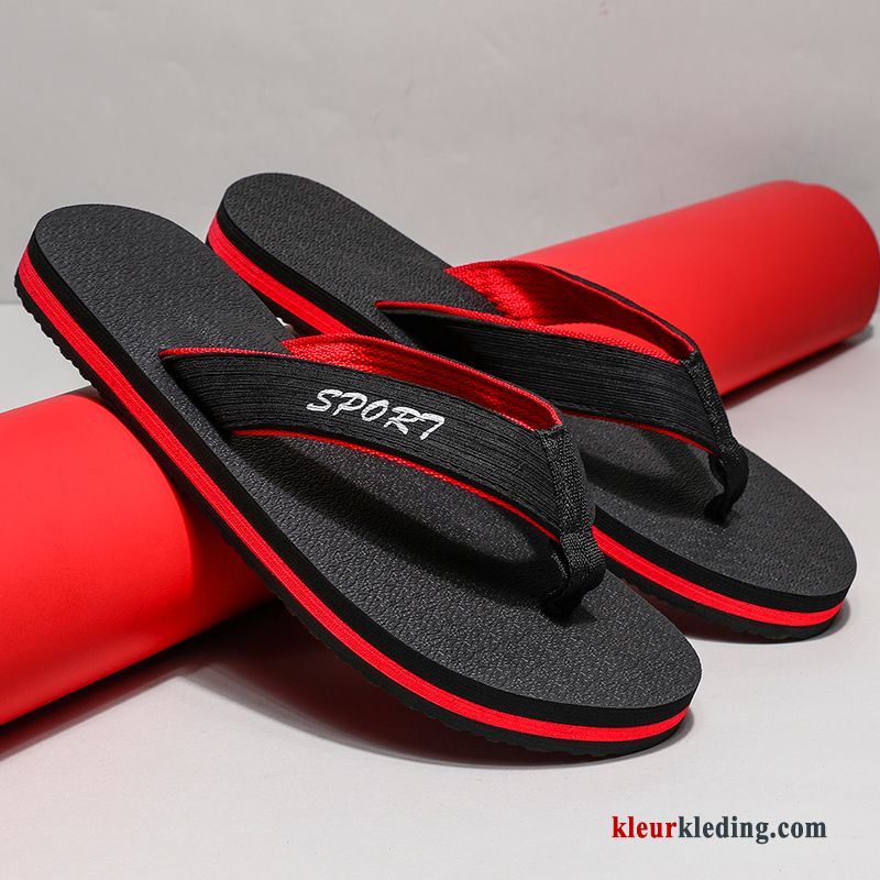 Heren Flip Flops Zomer Slipper Luchtkussen Bovenkleding Strand Pantoffels Sport Trend Zwart