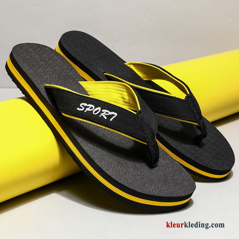 Heren Flip Flops Zomer Slipper Luchtkussen Bovenkleding Strand Pantoffels Sport Trend Zwart