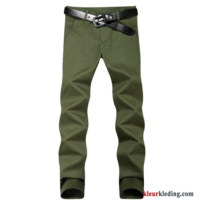 Heren Groen Trendy Merk Mini Cargo Broek Rechtdoor Casual Broek Straat Strak