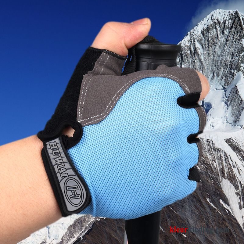 Heren Handschoen Zomer Dun Dames Antislip Visvangst Alpinisme Voorjaar Halve Vinger Blauw