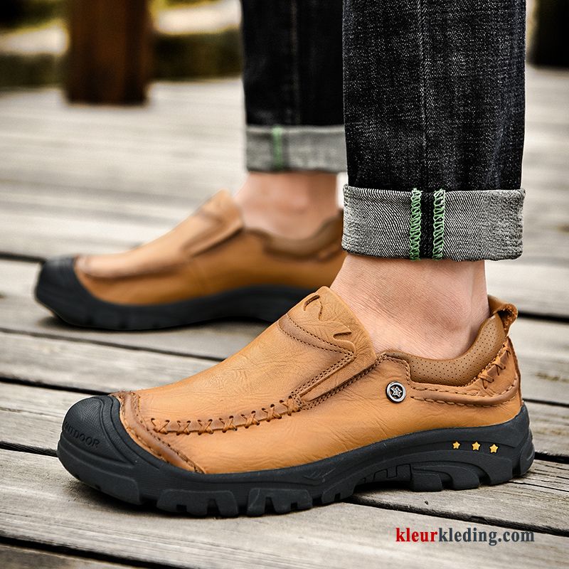 Heren Herfst Casual Bootschoenen Zachte Zolen Leren Schoenen Echt Leer Mannen Outdoor Zwart