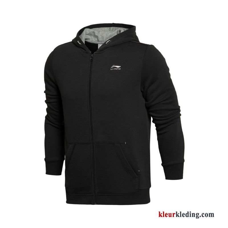 Heren Hoodie Jas Zwart Sportkleding Lange Mouwen Cardigan Mannelijk Breien