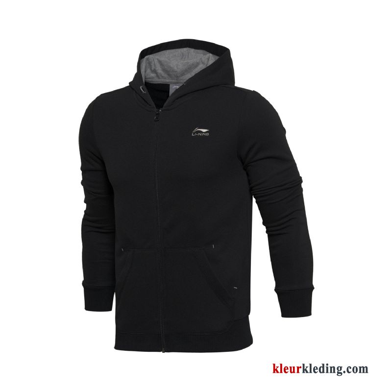 Heren Hoodie Jas Zwart Sportkleding Lange Mouwen Cardigan Mannelijk Breien