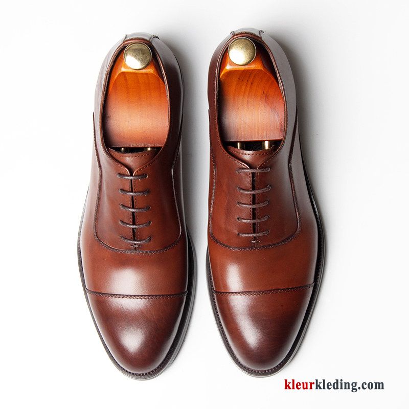 Heren Huwelijk Echt Leer Oxford Leren Schoenen Geklede Vintage Mannen Brits Rood