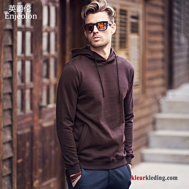 Heren Jasje Casual Pullover Lange Mouwen Trendy Merk Hoodie Losse Sport Bruine