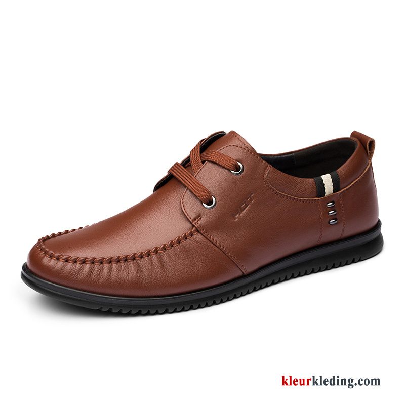 Heren Leren Schoenen Echt Leer Comfortabele Mode Mannen 2018 Schoenen Echte Bruin Rood