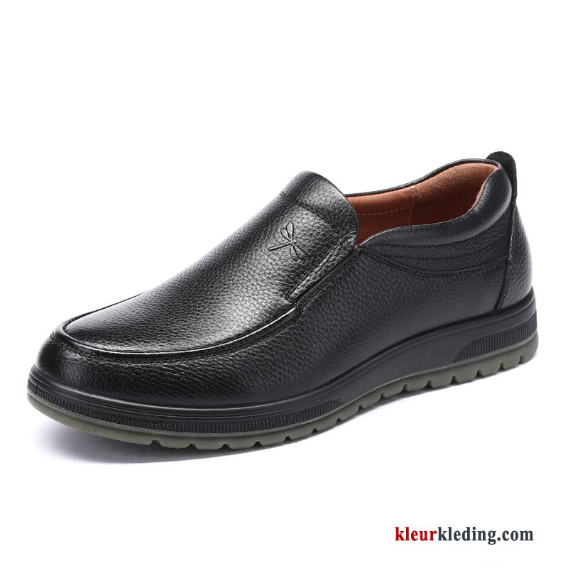 Heren Leren Schoenen Echt Leer Slip On Mannen Comfortabele Herfst Casual Schoenen Zachte Rood Zwart