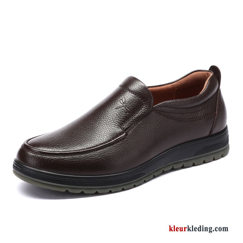 Heren Leren Schoenen Echt Leer Slip On Mannen Comfortabele Herfst Casual Schoenen Zachte Rood Zwart