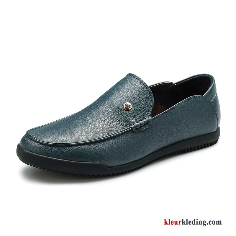 Heren Leren Schoenen Echte Mocassin Casual Zachte Zolen Slip On Mannen Echt Leer Licht Rood