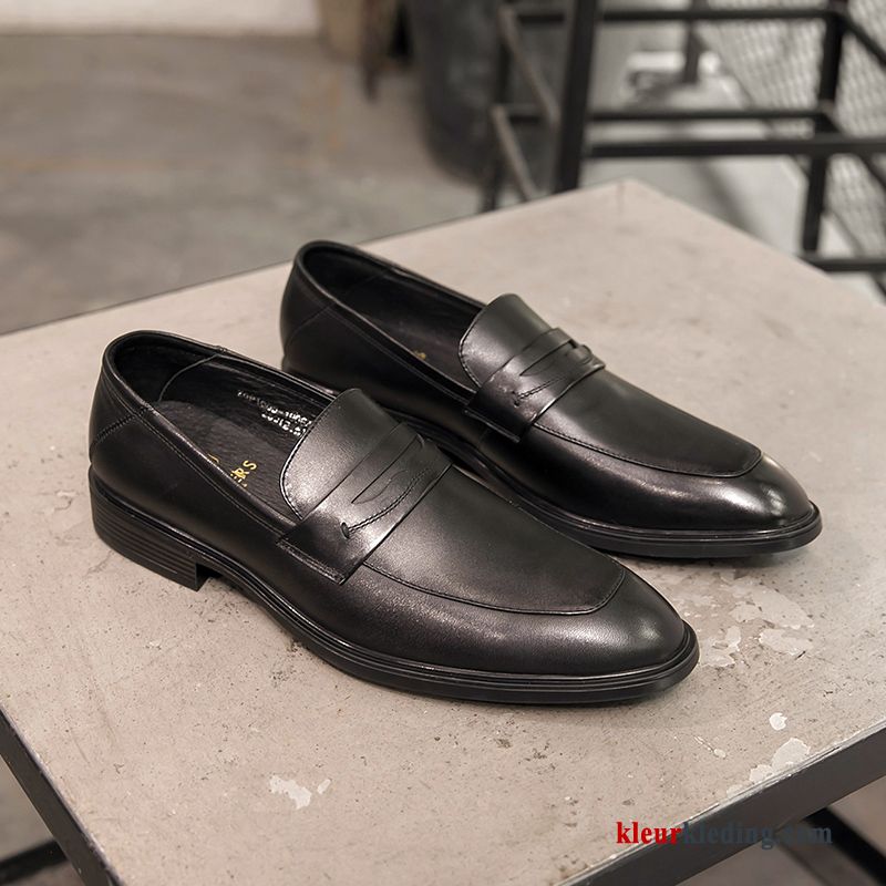 Heren Leren Schoenen Loafers Alle Wedstrijden Vintage Bedrijf Echt Leer Casual Mannen Brits Zwart