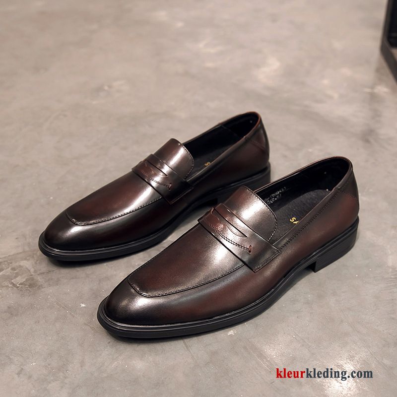 Heren Leren Schoenen Loafers Alle Wedstrijden Vintage Bedrijf Echt Leer Casual Mannen Brits Zwart