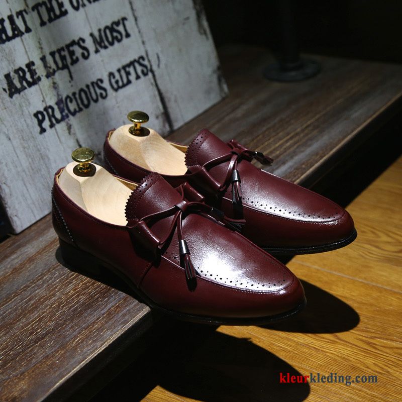 Heren Leren Schoenen Mannen Bedrijf Voorjaar Brits Trend Pumps Casual Rood