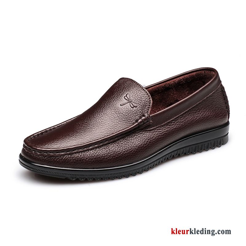 Heren Leren Schoenen Schoenen Mocassin Echt Leer Echte Slip On Ademende Casual Mannen Rood Zwart