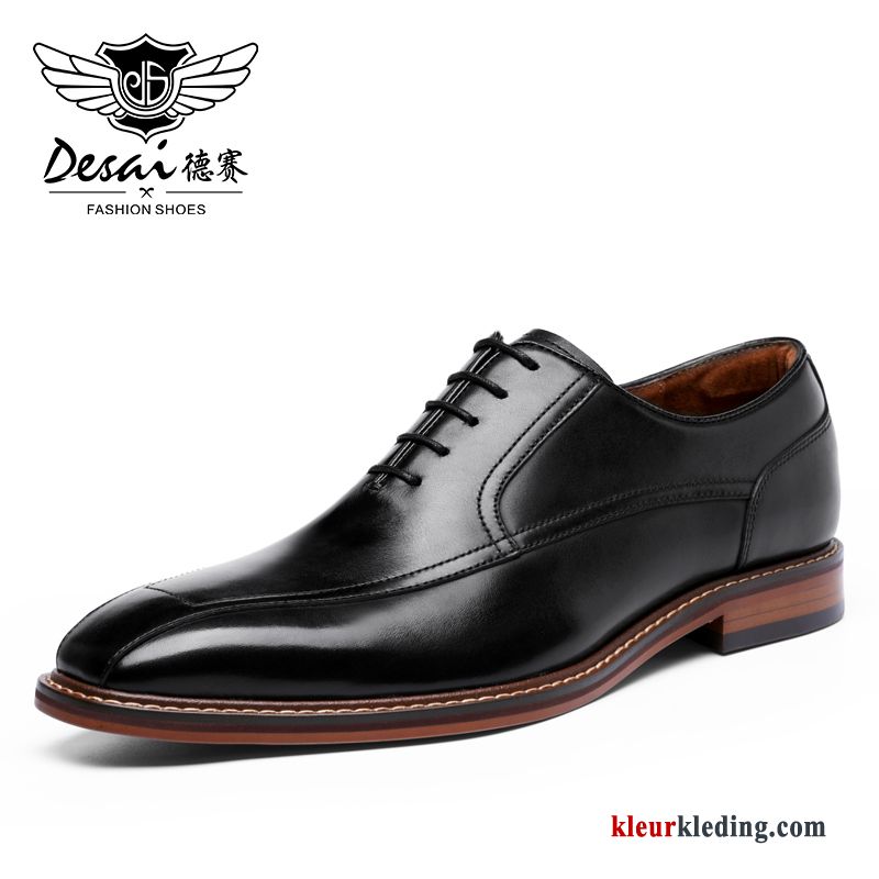 Heren Leren Schoenen Schoenen Oxford Geklede Brits Mannen Bruin Kant Trend