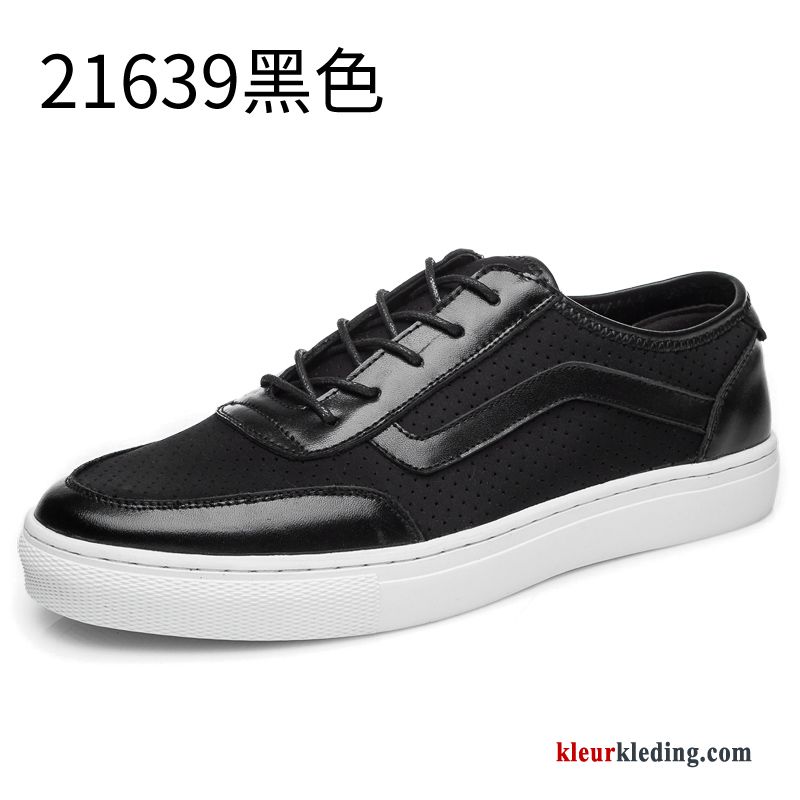 Heren Leren Schoenen Slip On Alle Wedstrijden Canvas Schoenen Casual Mannen Trend Echt Leer Zwart