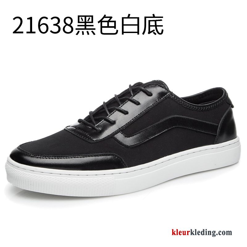 Heren Leren Schoenen Slip On Alle Wedstrijden Canvas Schoenen Casual Mannen Trend Echt Leer Zwart