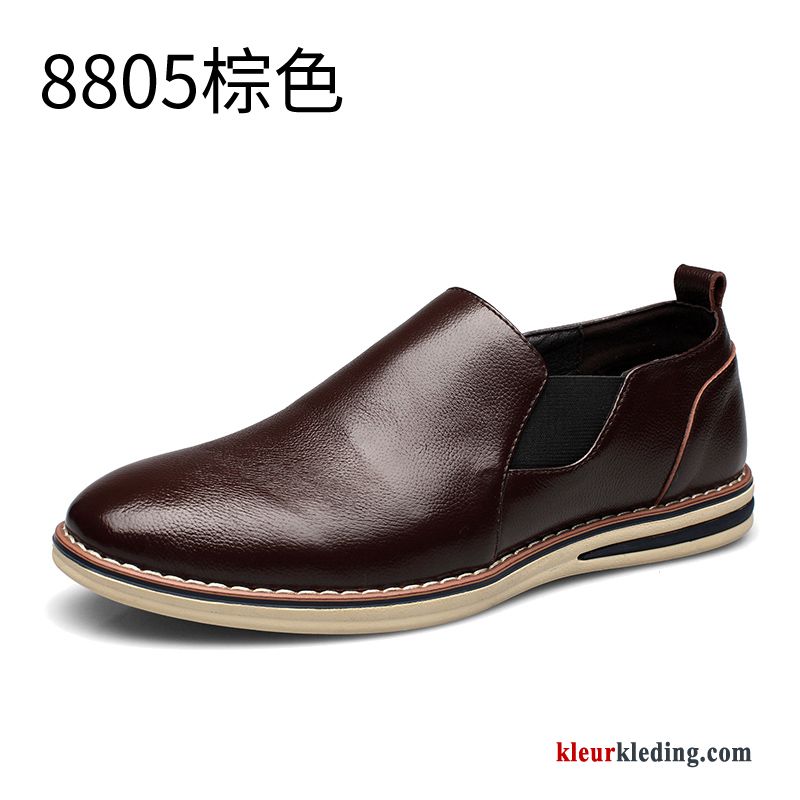 Heren Leren Schoenen Slip On Alle Wedstrijden Canvas Schoenen Casual Mannen Trend Echt Leer Zwart