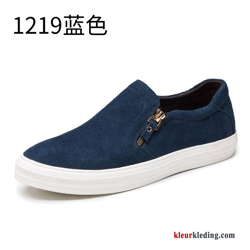 Heren Leren Schoenen Slip On Alle Wedstrijden Canvas Schoenen Casual Mannen Trend Echt Leer Zwart