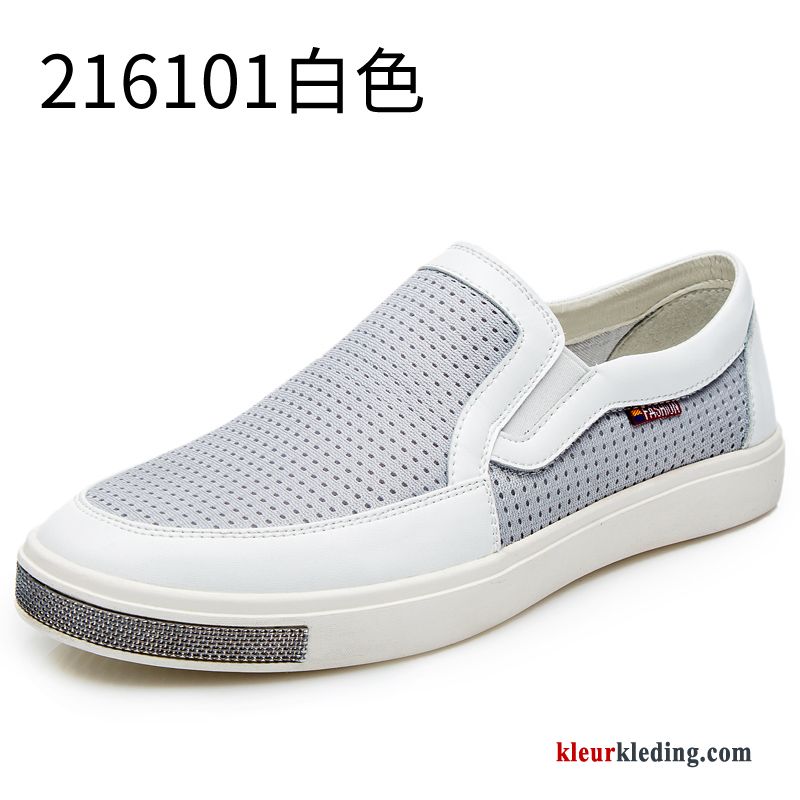 Heren Leren Schoenen Slip On Alle Wedstrijden Canvas Schoenen Casual Mannen Trend Echt Leer Zwart