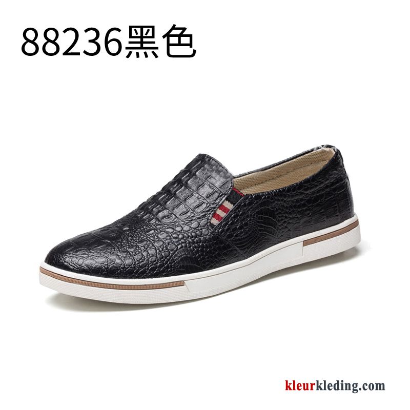 Heren Leren Schoenen Slip On Alle Wedstrijden Canvas Schoenen Casual Mannen Trend Echt Leer Zwart