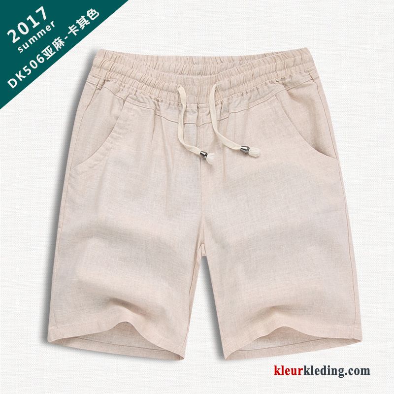 Heren Losse Casual Broek Khaki Groot Korte Broek Katoen En Linnen Zomer