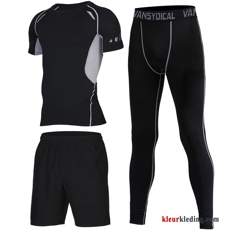 Heren Mannelijk Grijs Onderhemd Running Sportkleding Korte Mouw Pak Geschiktheid