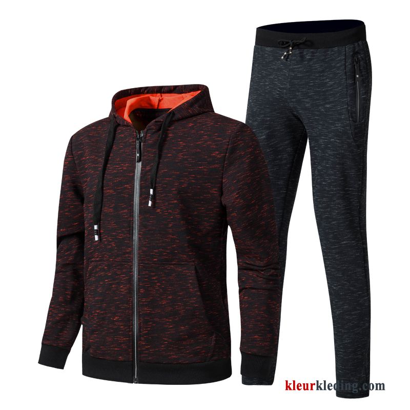 Heren Mannelijk Grote Maten Twee Stukken Jeugd Sport Pak Hoodie Sportkleding