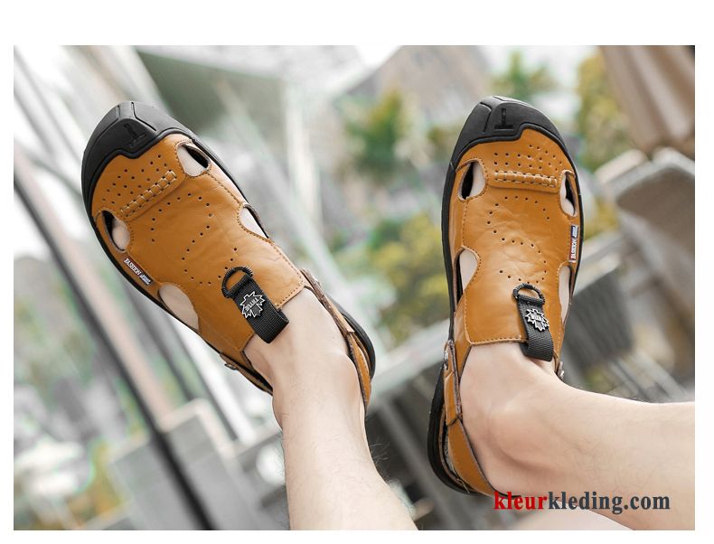 Heren Mannen Schoenen Echt Leer Pantoffels Sandaal Antislip Zachte Zolen Wit