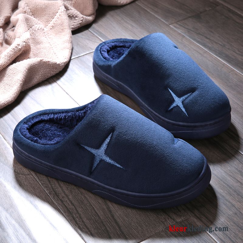 Heren Mannen Winter Lovers Slippers Schoenen Katoen Warm Zachte Zolen Grijs