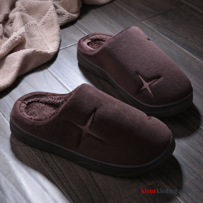 Heren Mannen Winter Lovers Slippers Schoenen Katoen Warm Zachte Zolen Grijs