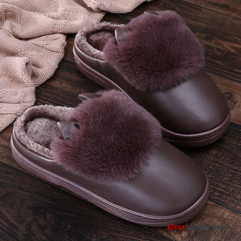 Heren Mannen Winter Lovers Slippers Schoenen Katoen Warm Zachte Zolen Grijs