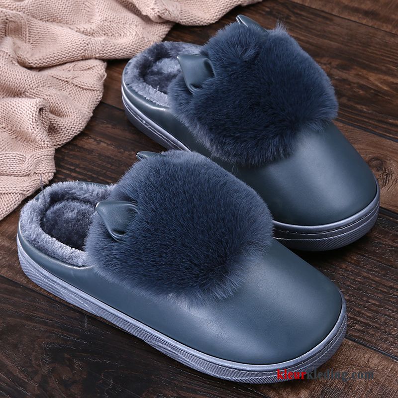 Heren Mannen Winter Lovers Slippers Schoenen Katoen Warm Zachte Zolen Grijs