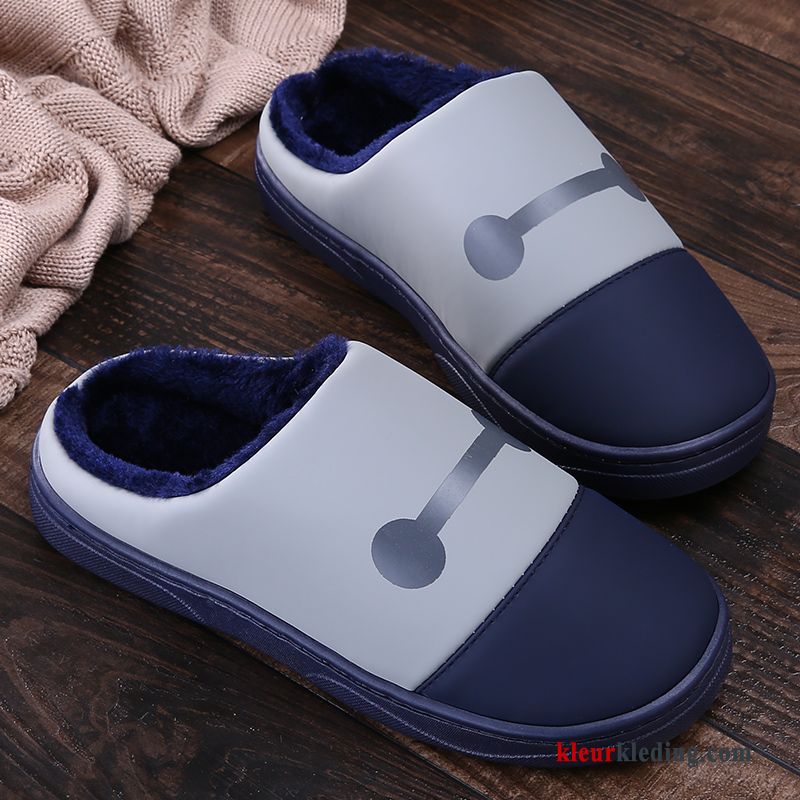 Heren Mannen Winter Lovers Slippers Schoenen Katoen Warm Zachte Zolen Grijs