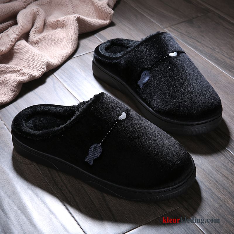 Heren Mannen Winter Lovers Slippers Schoenen Katoen Warm Zachte Zolen Grijs