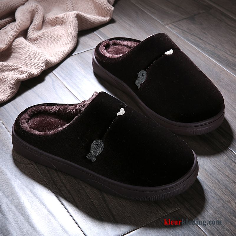 Heren Mannen Winter Lovers Slippers Schoenen Katoen Warm Zachte Zolen Grijs