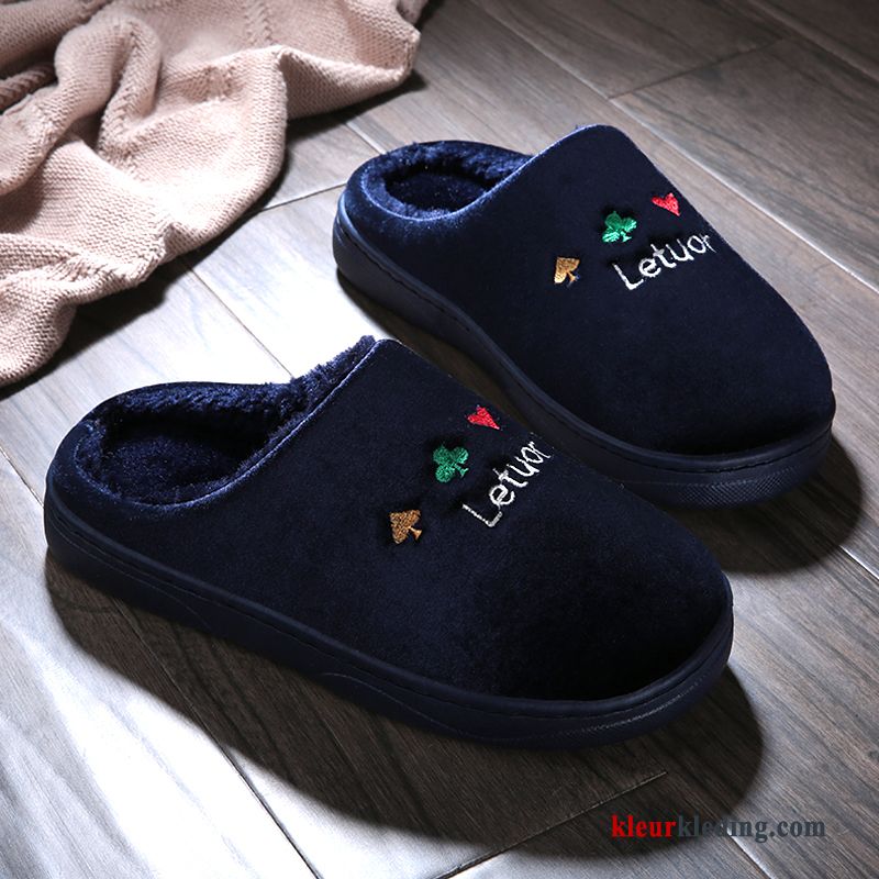 Heren Mannen Winter Lovers Slippers Schoenen Katoen Warm Zachte Zolen Grijs