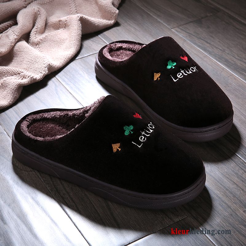 Heren Mannen Winter Lovers Slippers Schoenen Katoen Warm Zachte Zolen Grijs