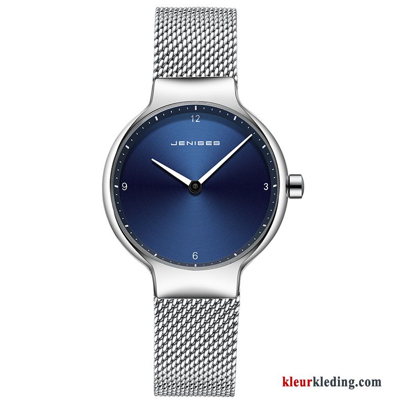 Heren Mesh Scheppend Casual Trend Student Waterdicht Mode Horloge Blauw Zwart