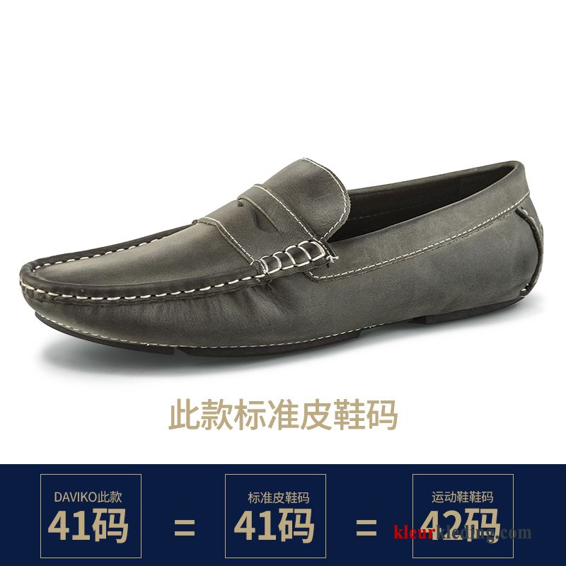 Heren Mocassins Bootschoenen Casual Zachte Zolen Mannen Loafers Leren Schoenen Mocassin Vintage Zwart