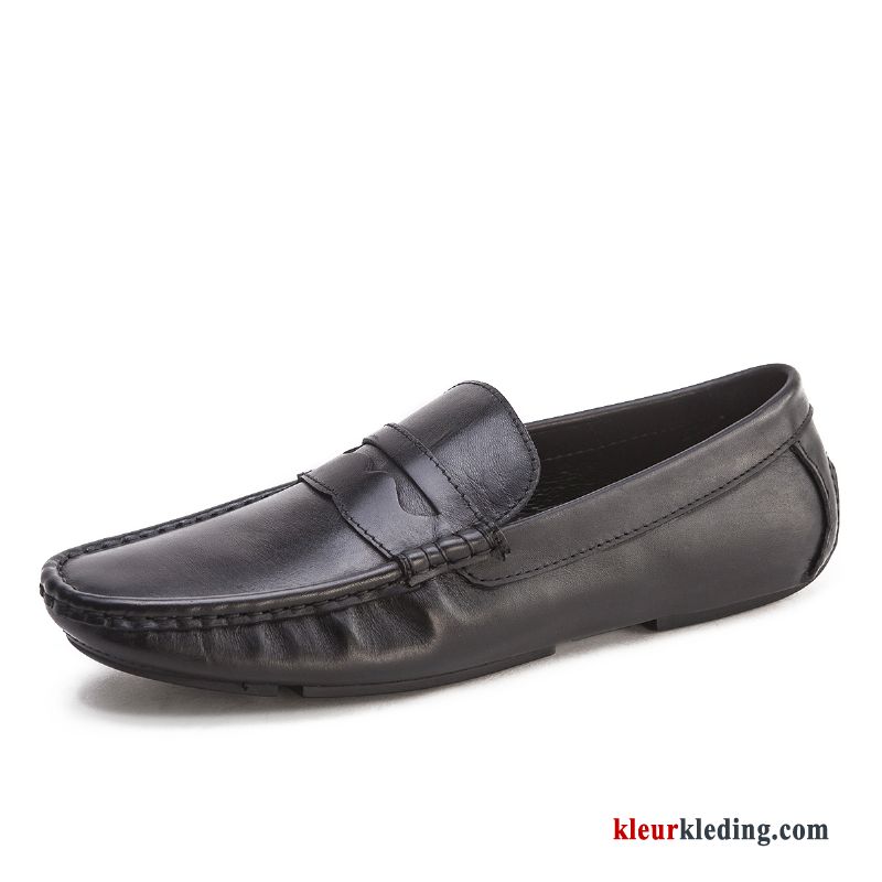 Heren Mocassins Bootschoenen Casual Zachte Zolen Mannen Loafers Leren Schoenen Mocassin Vintage Zwart