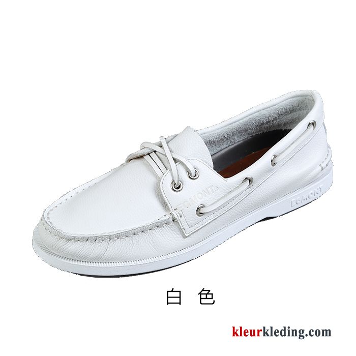 Heren Mocassins Bootschoenen Echt Leer Slip On Mannen Brits Zomer Casual Leren Schoenen Wit