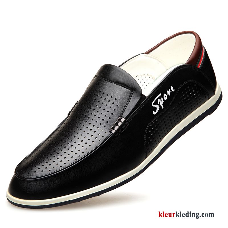 Heren Mocassins Bootschoenen Trend Leren Schoenen Alle Wedstrijden Slip On Zomer Casual Mocassin Zwart